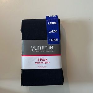 YUMMIE by Heather Thomson LG 2 pack Opaque Tights Shapewear